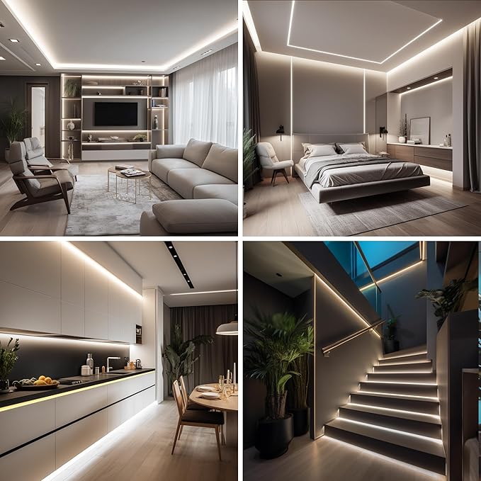 COB LED Strip Lights Natural White,24V Dimmable led Light Strip KIT with Remote and app Control,4000K 24FT/7.5m 8mmwide Ra>90 Cuttable Flexible Strip Lights for Bedroom,Shelf,Cabinet