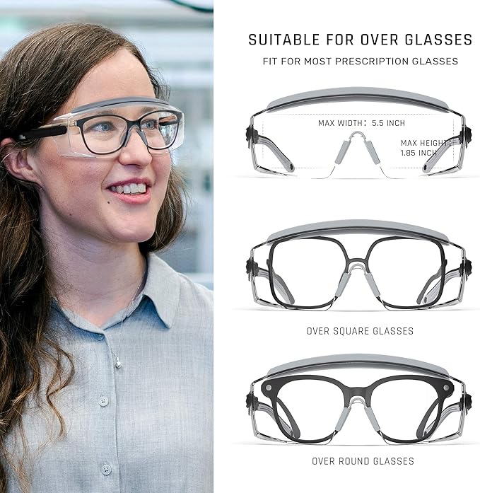 Anti Fog Safety Glasses Safety Goggles Over Glasses Protective Glasses with Anti Scratch Lenses Adjustable