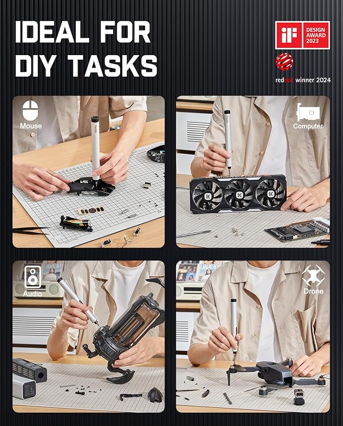 Fanttik E1 Max Electric Screwdriver, Mini Precision Screwdriver Set, 50 Magnetic Bits, Magnetic Storage, 5/32‘’Hex, Repair Tool Kit for Electronics Phone Camera Laptop Watch (Silver)