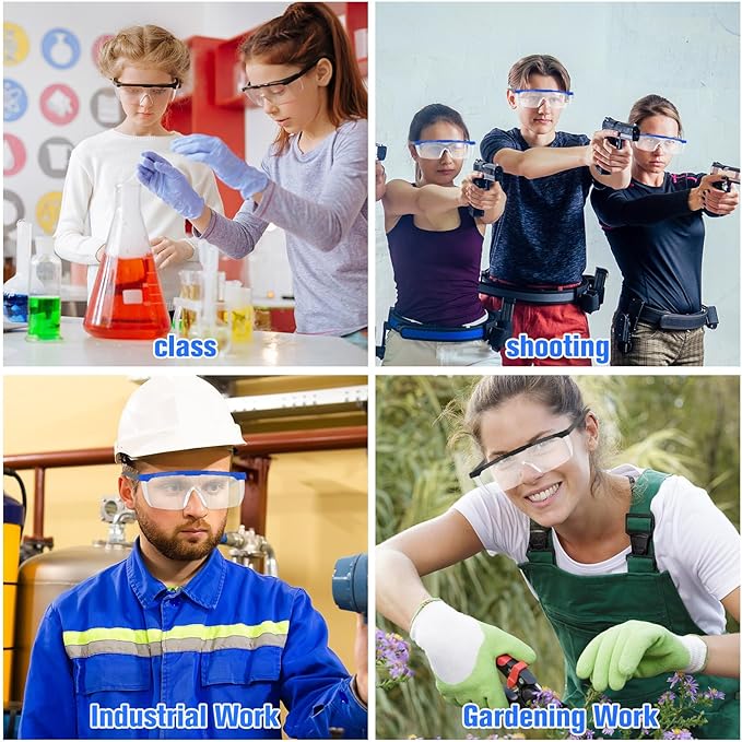 64 Pairs Safety Goggles Bulk Lab Goggles for Science Class over Glasses Eye Protection Glasses for Men Women Kids(Blue, Black)
