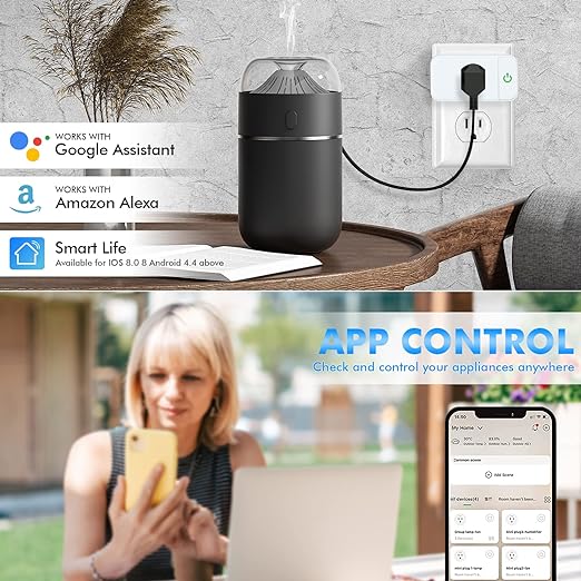 Smart Life Wi-Fi Outlet Compatible with Alexa, Google Home & Echo, Smart Plug with Timer Function & Group Controller,15 Amp Indoor Socket, 2.4G Wi-Fi Only, White, 4 Pack