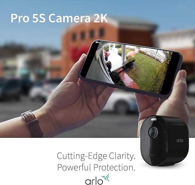 Arlo Pro 5S Spotlight Security Camera 2K HDR | Outdoor | Wireless | Dual-Band Wi-Fi Connects to the Strongest Network | 12X Zoom, 2-Way Audio, Color Night Vision, Live Stream Black