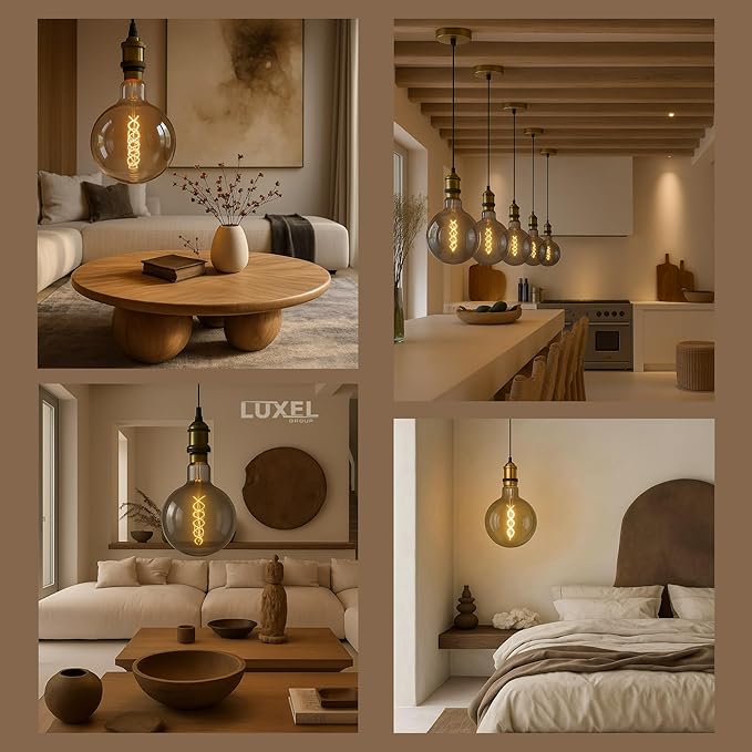 Oversized Edison LED Light Huge Bulb Vintage G63(G200) 7W Equivalent 40W - Dimmable 2200K Warm Glow - 350 Lumens E26 Base - Large Filament Decorative Bulbs - 360° Beam (Smoky Glass)