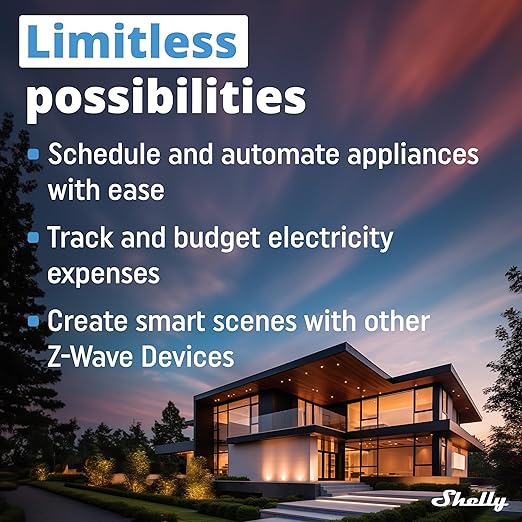 Shelly Wave Plug US LR | Z-Wave Long Range Smart Plug with Power Monitoring 15 A | Home Automation | iOS Android App | Low Power Consumption | Smart Schedules & Scenes | Bulletproof Security (4 Pack)