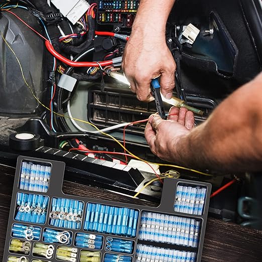 Kuject 1200PCS Heat Shrink Wire Connectors, Multipurpose Waterproof Electrical Wire Terminals kit, Insulated Crimp Ring Fork Spade Terminal Solder Butt Splice Connectors for Marine Boat Truck