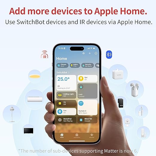 SwitchBot Wi-Fi Humidity Sensor 4 Pack with Hub 2 (Matter Enabled), IP65 Indoor Outdoor Thermometer Wireless, Humidity/Temperature/Dewpoint/VPD Sensor with Smart Alerts, Compatible with Alexa