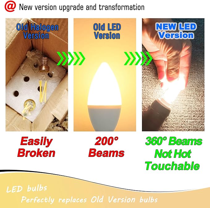 E12 Candelabra LED Light Bulbs 60 Watt Equivalent 120 Volt 4000K Natural White 550lm 6W C7 T6 E12 Small Base for Chandelier Pendant Ceiling Fan Lighting Table Salt Lamp, Non-dimmable, 4 Pack