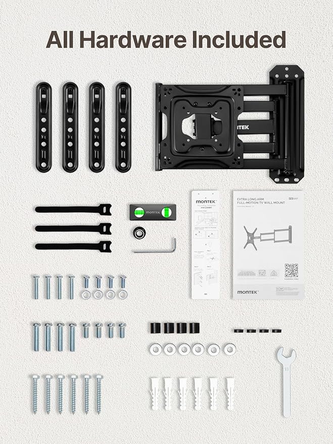 monTEK Long Arm TV Wall Mount for Most 23-65 Inch TVs, 37 Inch Long Extension TV Mount Swivel and Tilt, Full Motion Wall Mount Tv Bracket Fit Max VESA 400 x 400mm, Up to 77 lbs