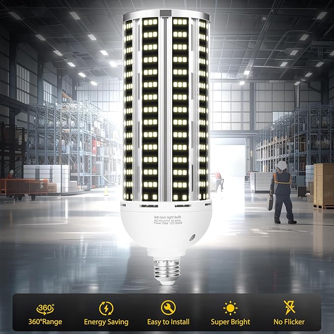 150W 4 pack LED Corn Light Bulb(1500W Equivalent ) ,Commercial Grade DayLight 5000K E26/E39 22900LM Medium Mogul Base LED Lamp,Large Area Lights For Outdoor Indoor Garage Warehouse Factory Bay Light