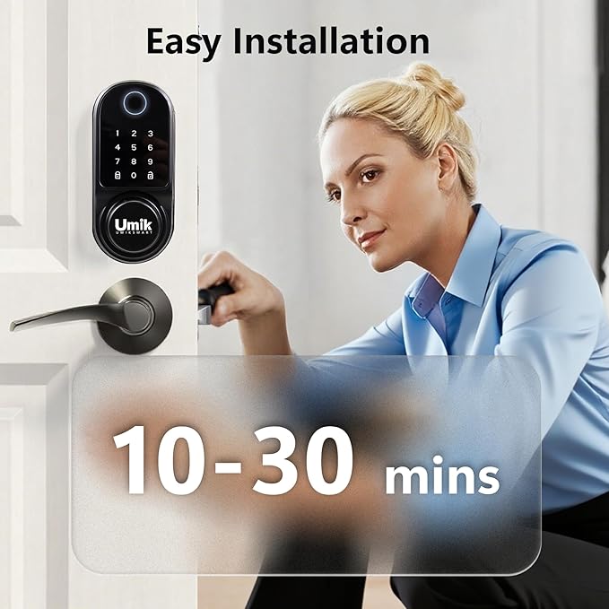 Smart Door Lock with Palm Vein, 5 in 1 Keyless Entry Door Lock, Electronic Keypad Deadbolt for Front Door, IP65 Waterproof, Easy Install, Auto Lock (Black)