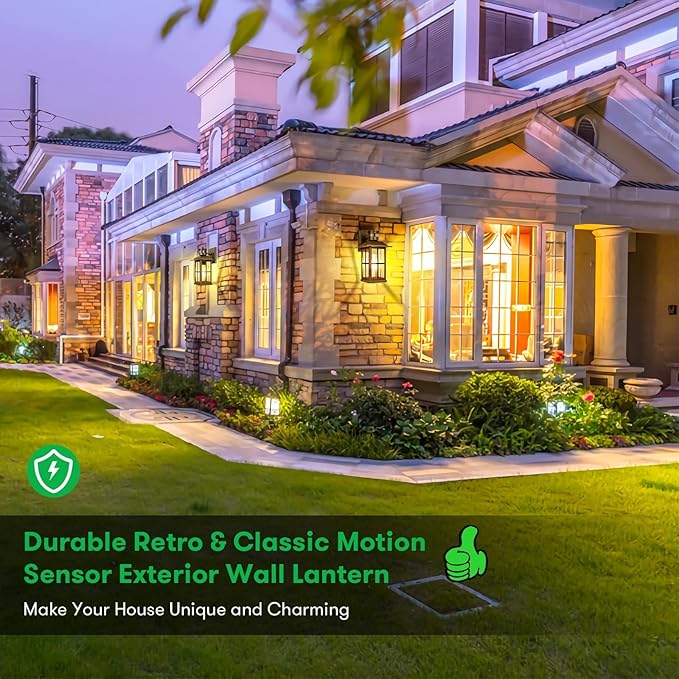 13in Motion Sensor Porch Lights, Anti-Rust 100% Aluminum Dusk to Dawn Outdoor Light Fixtures, Exterior Wall Lanterns Sconce Lighting Brown, Outside Lights for House Wall Mount for Entryway Garage