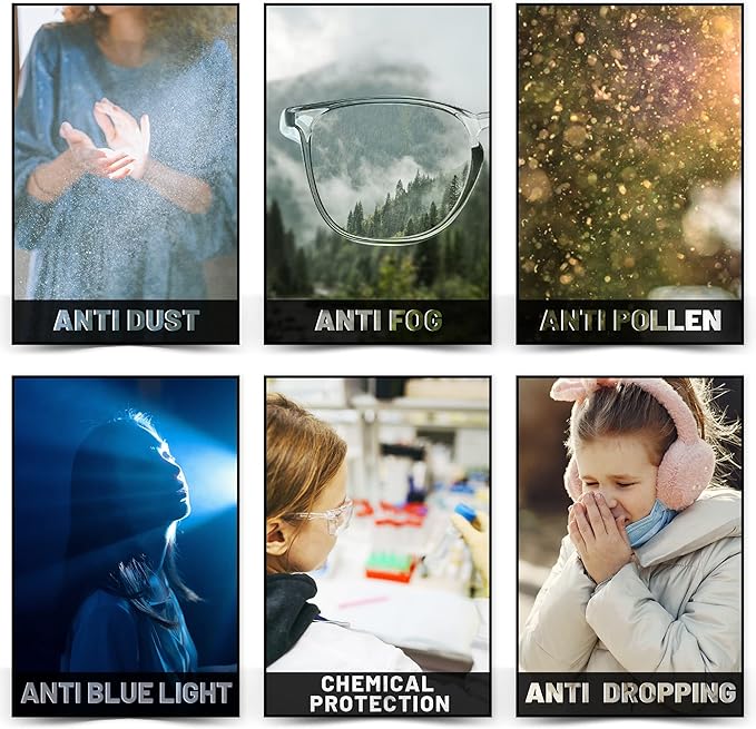 Safety glasses Goggles Nurses Protective Eyewear - Anti Fog Square Frame Stylish Clear Glasses for Women Men