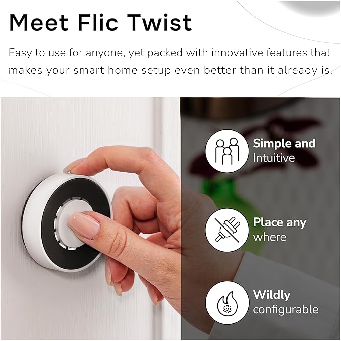 Flic Twist | Smart Home Controller | works with Matter, Alexa, SmartThings through any Flic Hub (White)