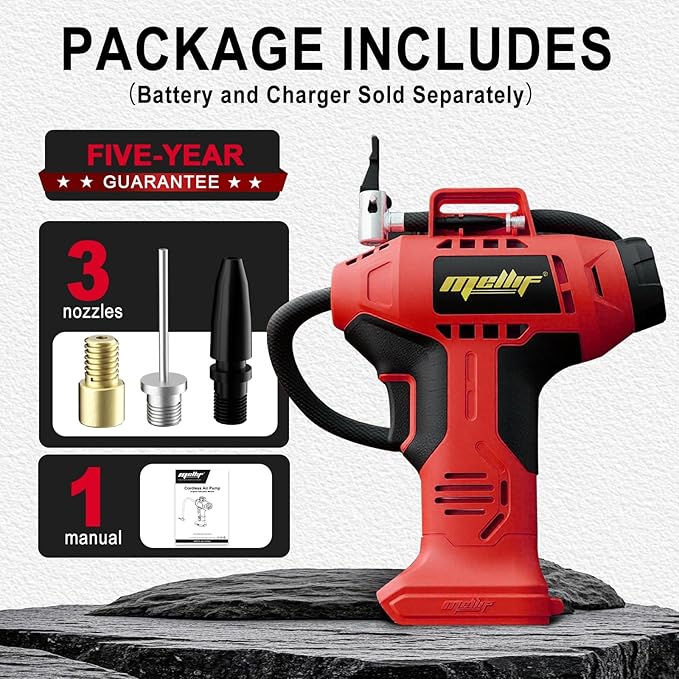 Tire Inflator Portable Air Compressor Compatible with Milwaukee 18v Battery (TOOL ONLY), 160PSI Auto Shut-off Pump, Digital Pressure Gauge, Emergency LED Light, Auto Accessories for Car Bicycle Ball