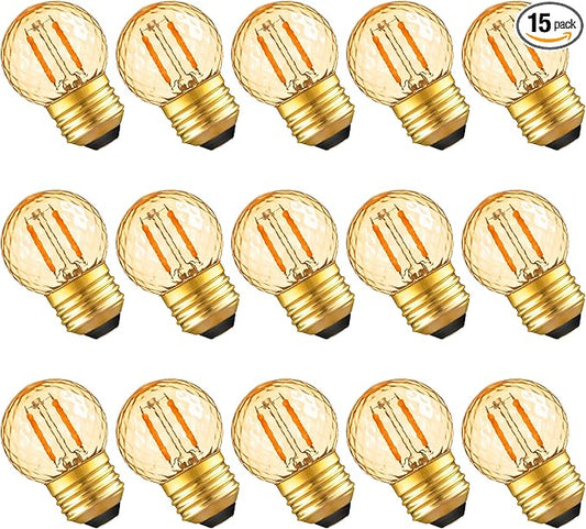 G40 LED Low Watt Light Bulbs Warm Glow E26 Amber 1W 10 Watt Light Bulb,Low Lumen Light Bulb Small Edison Short Decorative Dim Light Bulbs for Lamp,Bedroom,Warm White 2200K 100LM,Non Dimmable,15PACK