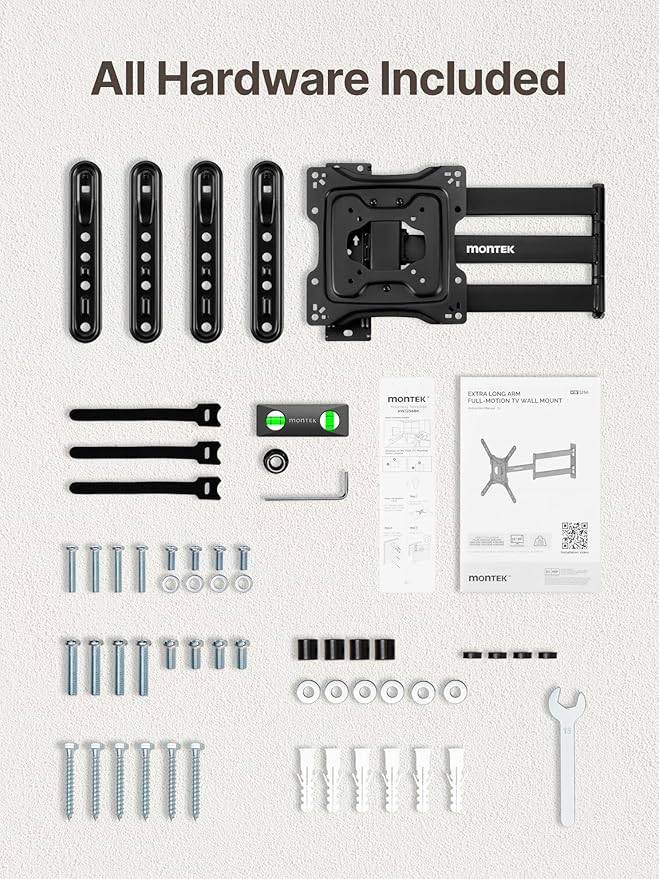 monTEK Long Arm TV Wall Mount for Most 23-65 Inch TVs, 29 Inch Long Extension TV Mount Swivel and Tilt, Full Motion Wall Mount Tv Bracket Fit Max VESA 400 x 400mm, Up to 77 lbs