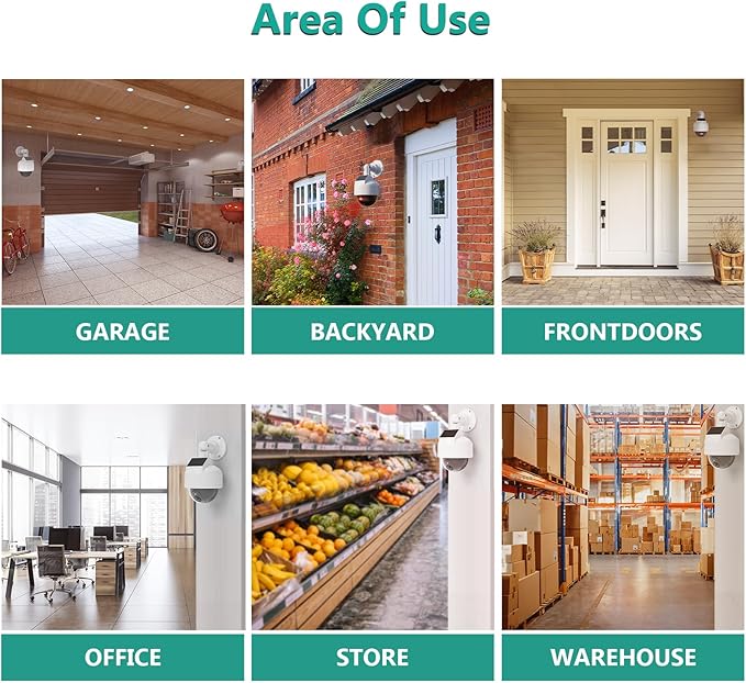 WALI Solar Fake Security Camera, Wireless Dummy Dome Camera Simulated Surveillance Cameras for Home Garden& Business Outdoor/Indoor with Flashing Red LED(DOW-SOL),White