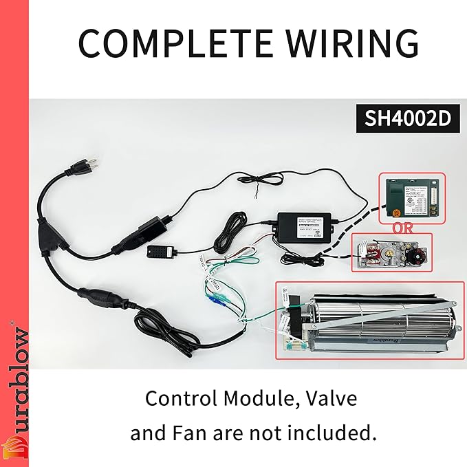 Durablow Durablow SH4002D Dual WiFi (2.4G+5G) Thermostat for Gas Fireplace Valve + Blower Remote Control, Smart Home, Work with Alexa, Google Home, Siri, On/Off+Timer + Thermostat + Blower Fan Control