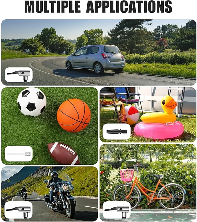 AVID POWER 12V Tire Inflator Portable Air Compressor, Portable Car Air Pump w/Display Gauge and LED Light, Air Pump for Car Tires, Bike, Motorcycle, Compact, Lightweight (Dark Red)