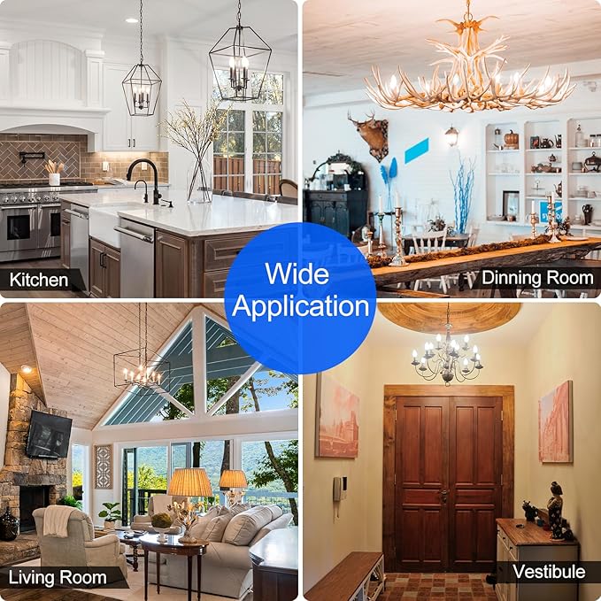 Energetic E12 B10 LED Classic Candelabra Clear Light Bulb, 40 Watt Equivalent, Soft White 2700K, Filament Clear Glass, Non-Dimmable, UL Listed, Pack of 6