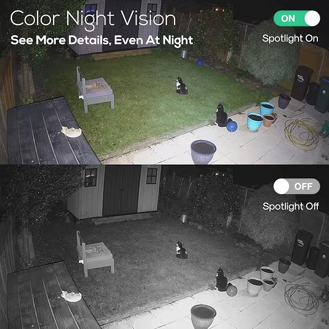 Kittyhok Home Solar Security Camera System Ourdoor | 4pcs 2K Bullet Solar Camera, 4pcs PT Solar Security Camera, Smart Human Detection, Spotlight, Forever Power, 10CH NVR, 64GB Local Storage