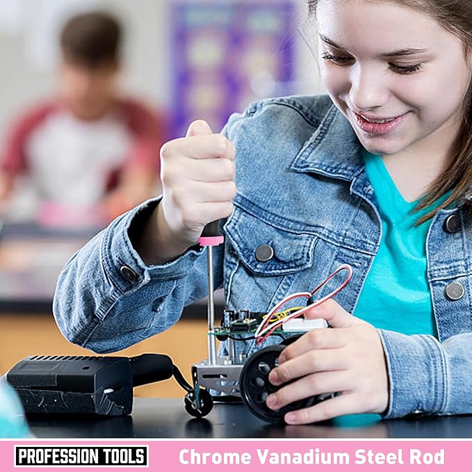 Magnetic Screwdrivers Set with Case, Amartisan 43-piece Includs Slotted, Phillips, Hex, Pozidriv,Torx and Precision Screwdriver Set, Magnetizer Demagnetizer Tools, Tools for Men (Pink))