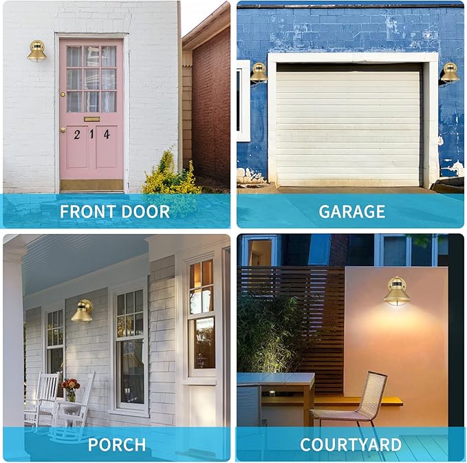 LONEDRUID Motion Sensor LED Outdoor Barn Light Fixtures Dusk to Dawn Exterior Porch Lantern Gold Outside Wall Sconce Lighting Rustic Farmhouse Wall Mount Lamp for House Garage Patio Entryway