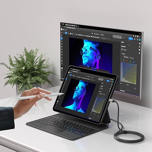 Satechi USB C to HDMI 2.1 8K Cable, with 8K @ 60Hz and 4K @ 120Hz, Type C to HDMI Cable, Thunderbolt 3/4 Compatible for MacBook Pro, MacBook Air, iPad Pro, iPhone 15 and More (6.5 ft/2m)