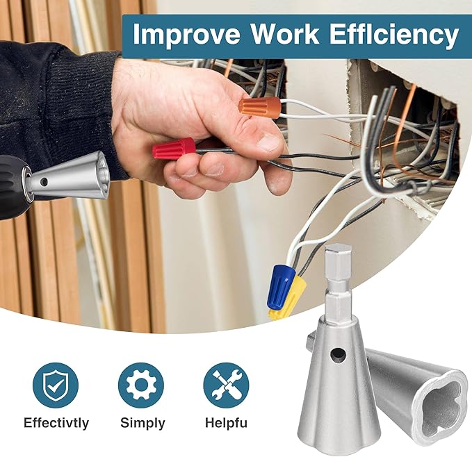 Wire Nut Twister,with 2pcs Bit Holders 1/4" Socket,Hex Shank Screwdriver Bit Holder,Wire Twisting Tool,Wire Nut Twister for Electrical Power Drill,Wire Twister for Quick Twisting Cable