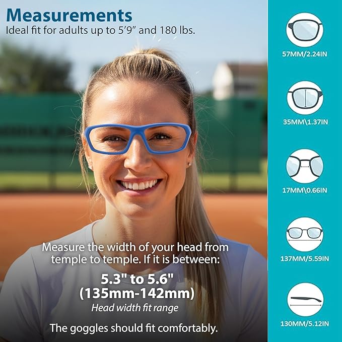 BLUE CUT Sports Protection Goggles, Anti-Fog Lenses Safety Glasses for Basketball, Pickleball and All Outdoor Sports