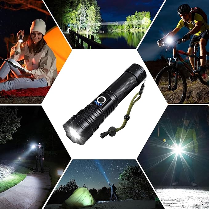 Led Flashlights 90,000 Lumen High Lumens Rechargeable 2 Pack, Brightest Flash Light with 5 Modes & 18H Runtime, IPX7 Waterproof, Powerful Handheld Flashlights for Home Camping Hiking