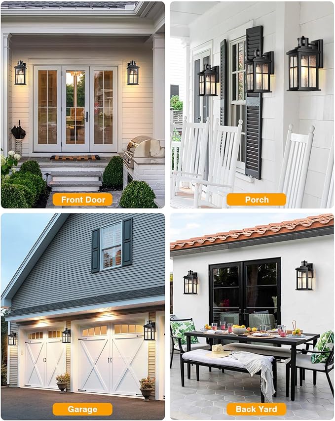 VIANIS Motion Sensor Outdoor Light Fixtures Wall Mount, Black Porch Lights Outdoor Lantern, Anti-Rust Waterproof Exterior Lights for House, Modern Outdoor Wall Sconce for Garage, Front Door, Coach