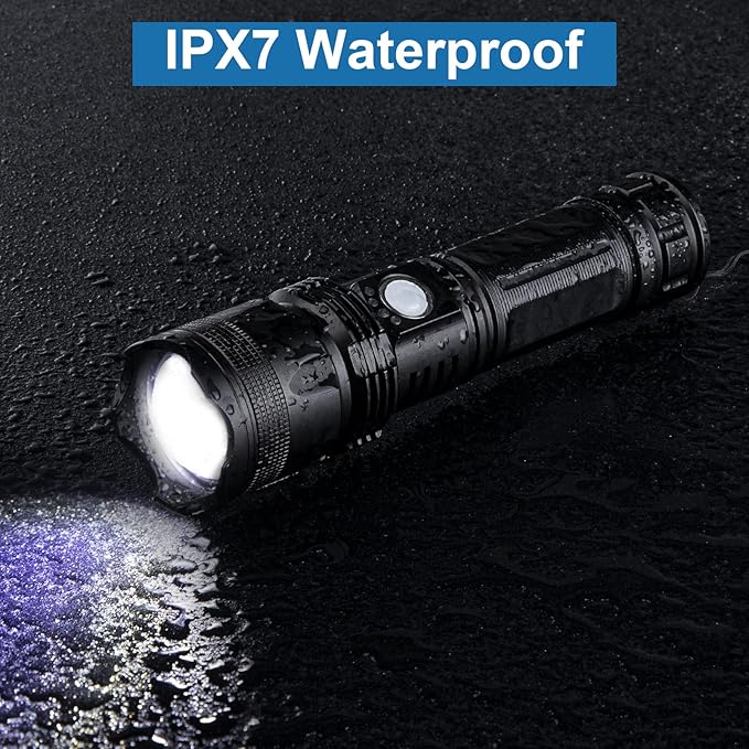 Rechargeable Flashlights 90000 High Lumens - 2 Pack, Super Bright LED Flash Light with 5 Modes, 12 Hour Brightest Waterproof Handheld Flashlight for Home, Camping