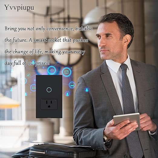 Smart WiFi Light Switch, No Hub Required, Compatible with Alexa and Google Assistant, Single Pole, White (Black-one), ky-861+2