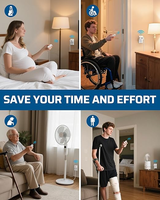 DEWENWILS Indoor Remote Control Outlet, Wireless Remote Outlets Switch, No Interference, 15A/1875W, 100FT RF Range, Compact Light Switch for Lamp, Fan, Christmas Decor, 3 Outlets FCC Listed