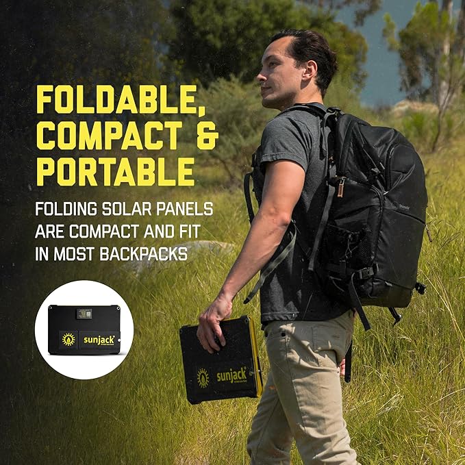 SunJack – 40 Watt Foldable Solar Panel, ETFE Waterproof Portable Solar Panel with Kickstands, USB-C PD30W, USB-A QC3.0, DC Output, Solar Panels for Camping, Hiking, Emergency Power