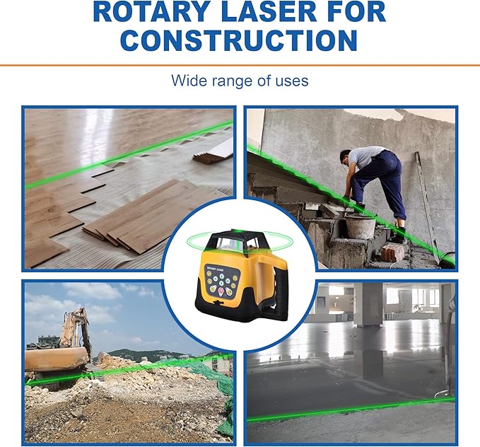Iglobalbuy Automatic Self Leveling Green Rotary Laser Level 500m Range Kit with Surveying Tripod and Aluminum Grade Rod 16.4 Feet, Leveling Rotating Transit Laser Level Green Beam for Construction