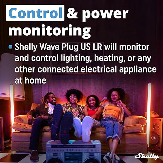 Shelly Wave Plug US LR | Z-Wave Long Range Smart Plug with Power Monitoring 15 A | Home Automation | iOS Android App | Low Power Consumption | Smart Schedules & Scenes | Bulletproof Security (4 Pack)