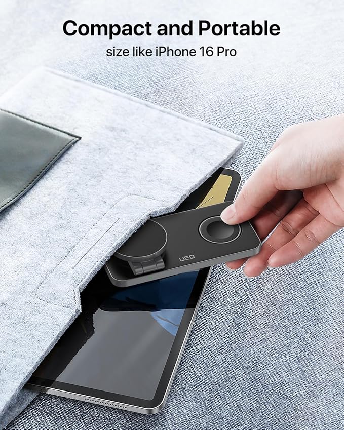 Foldable 3 in 1 Wireless Charging Station for Apple Compatible with Magsafe Charger Stand,Magnetic Wireless Charger Station for iPhone 15 14 13 12 Series,Airpods Pro,Apple Watch Ultra (Pure Black)