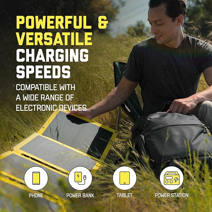 SunJack – 60 Watt Foldable Solar Panel, ETFE Waterproof Portable Solar Panel with Kickstands, USB-C PD30W, USB-A QC3.0, DC Output, Solar Panels for Camping, Hiking, Emergency Power