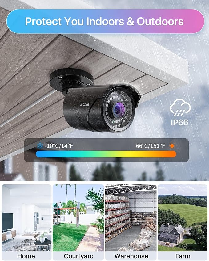 ZOSI 8MP 4K PoE Home Security Camera System Outdoor, H.265+ 8CH PoE NVR (16CH Expandable) with 2TB HDD for 24/7 Recording, 8PCS 5MP(3K) Bullet PoE IP Cameras, Motion Detection, Remote Control