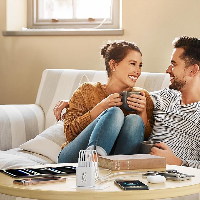 USB C Fast Charger Block, 65W GaN 6 Port USB C Wall Charger 30W Type C Charging Blocks, 3USB C+3USB A PPS/PD 3.0 Multiport Charging Cube for iPhone 17 16 15 14 Pro Max,for Galaxy S25 S24, iPad, 2 Pack