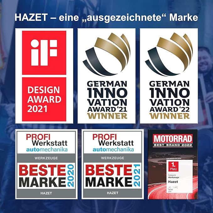 HAZET Screwdriver Set 810SPC/6 I 6-Piece Set with Non-Slip 3-Component Handle for High Force Transmission I Matt Chrome-Plated Surface, 4x Slotted Profile, 2x Phillips Profile