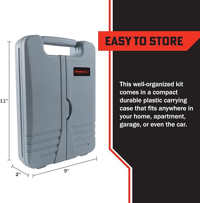 130-Piece Tool Set - Tool Kit with Hammer, Wrenches, Screwdriver, Pliers, and More - Hand Tools for Home Improvement Projects by Stalwart (Gray)