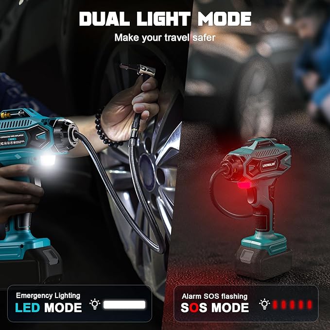 Tire Inflator Air Compressor Compatible with Makita 18V Battery, LIVOWALNY 160PSI Cordless Portable Electric Air Pump with Digital Pressure Gauge for Car Motorcycles Bike Sport Ball Auto(no battery)