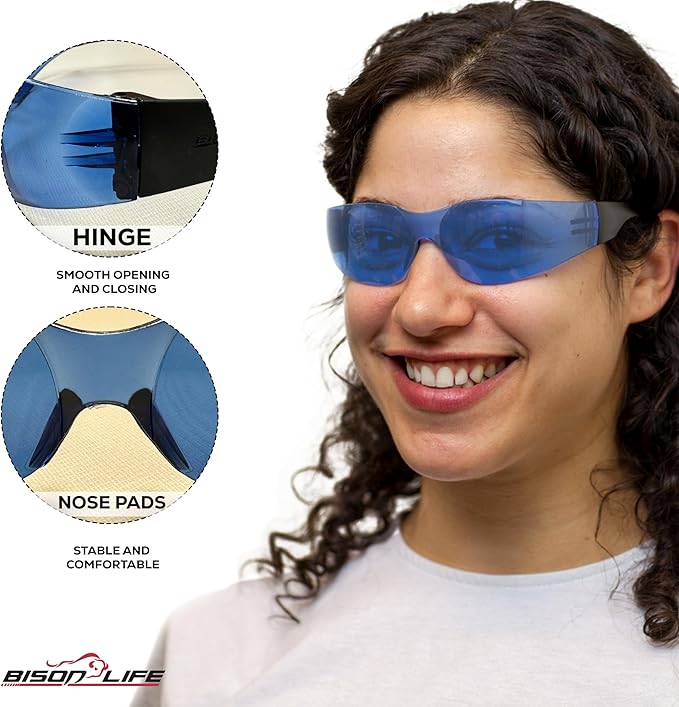 BISON LIFE Keystone Color Lens Safety Glasses | Anti Scratch | Impact Resistance | ANSI Z87.1 Standard | UV 400 Protection