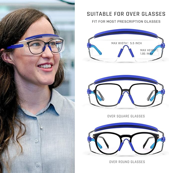 Anti Fog Safety Glasses Safety Goggles Over Glasses Protective Glasses with Anti Scratch Lenses Adjustable