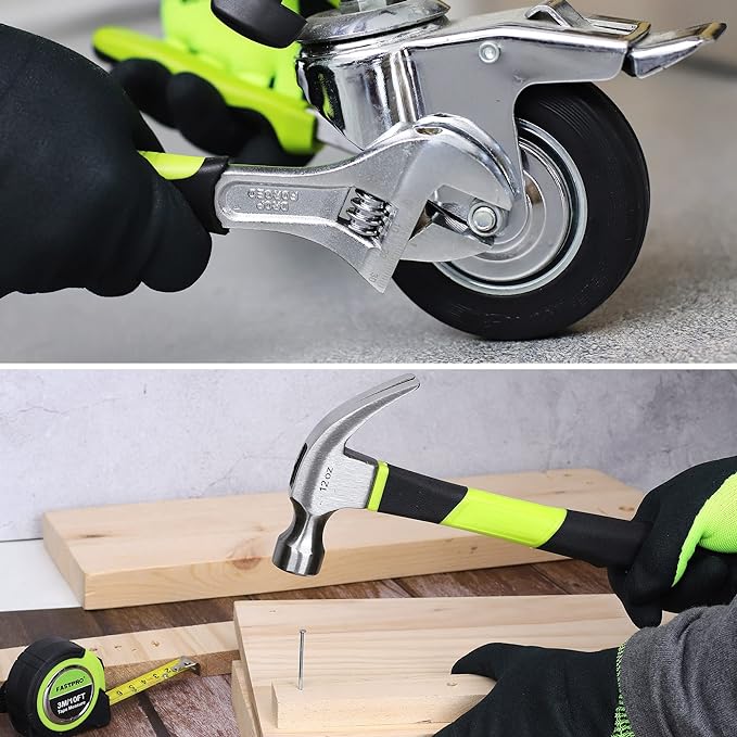 FASTPRO 267-Piece Home Tool Set, Household Repairing Tool Kit with 13-Inch Wide Mouth Open Tool Bag, Mechanics Hand Tool Kit for DIY, Home Maintenance, Green