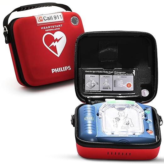 Philips HeartStart OnSite AED Defibrillator with Portable Emergency Medical Kit, CPR Guidance and Voice Prompts, with Slim Carry Case, M5066A-C02