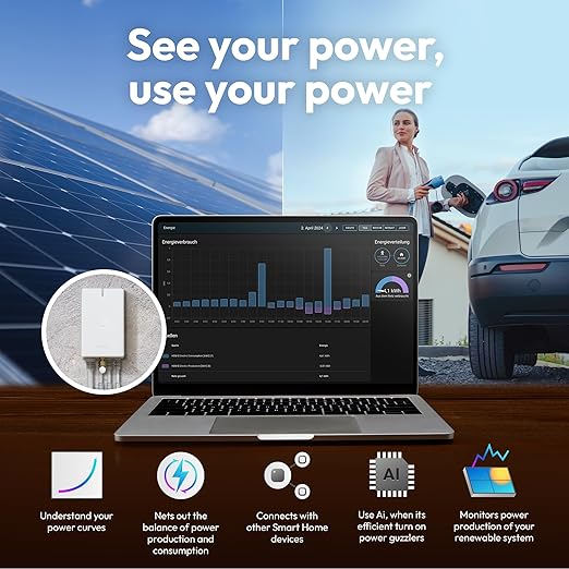 Aeotec Home Energy Meter 8 - Smart Electricity Monitor - Real-Time Usage and Production Tracking - Z-Wave Long Range - 2x200A Clamp-On Sensor - Supports 2-Phase Power - SmartThings - HomeAssistant